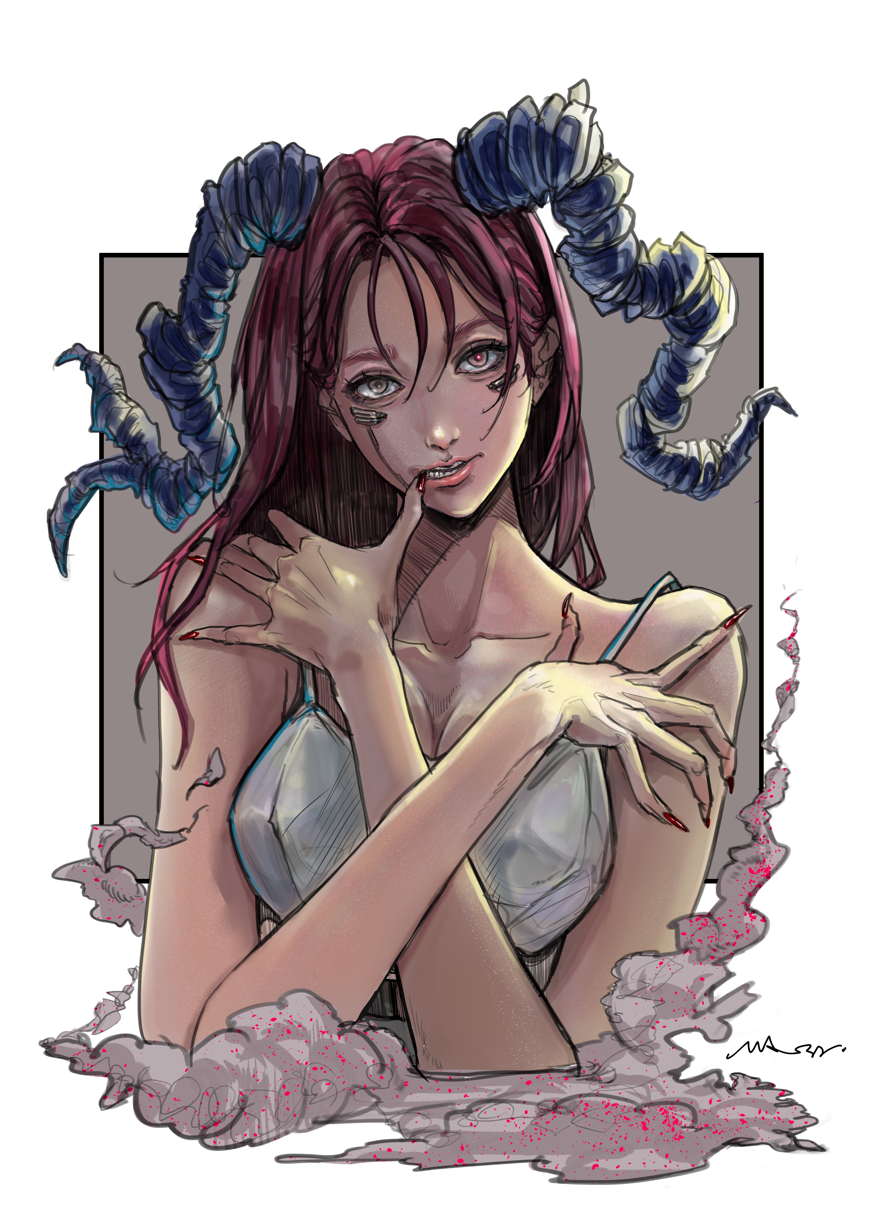 【TSUNOIDポストカード】ヤギリ　赤髪ver